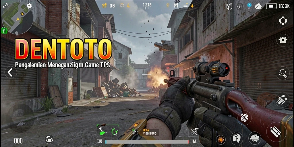 Tampilan gameplay DENTOTO dengan aksi menegangkan di medan perang TPS.