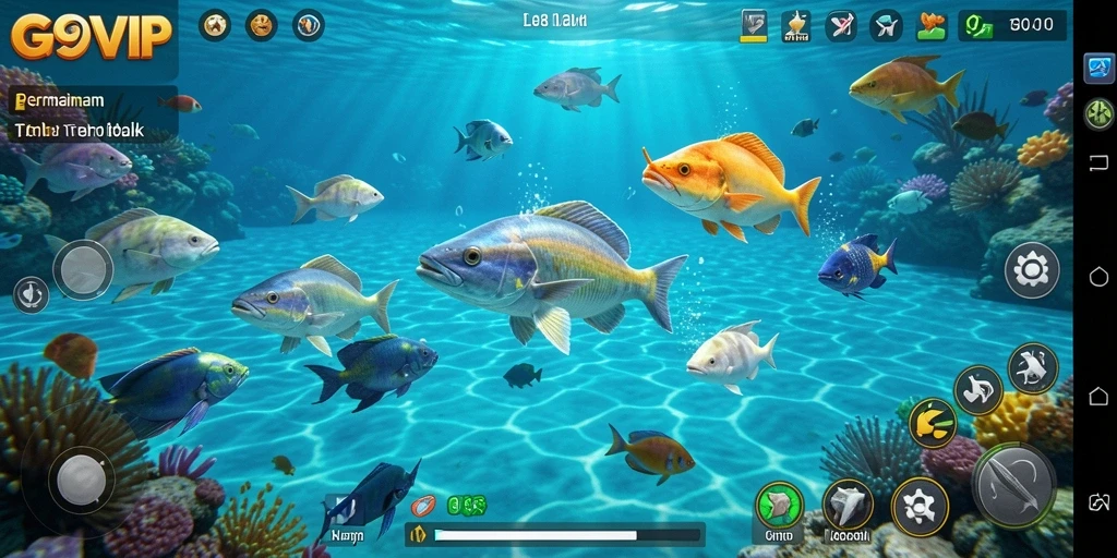 Tampilan gameplay G9VIP yang seru saat menembak ikan.