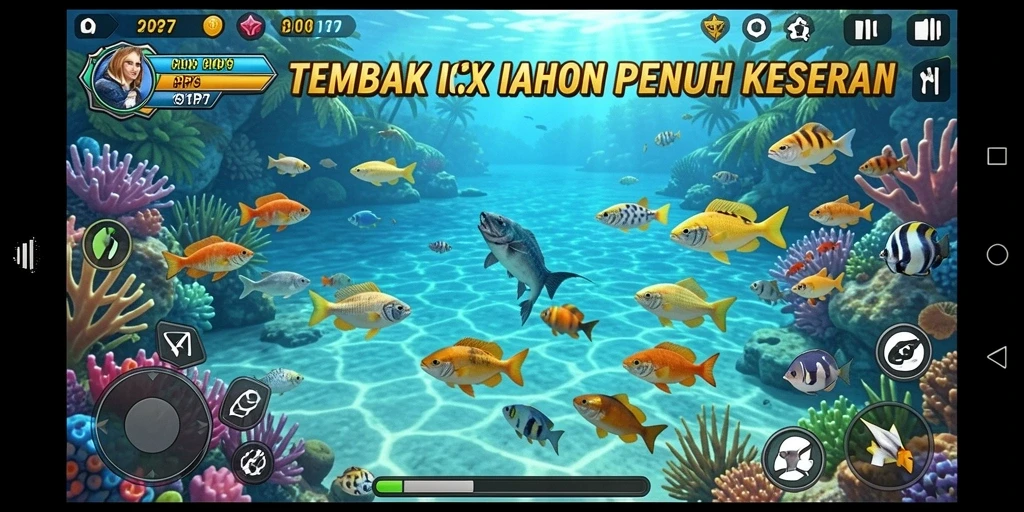 Tangkapan layar gameplay PP7 menampilkan aksi seru dalam permainan Tembak Ikan.