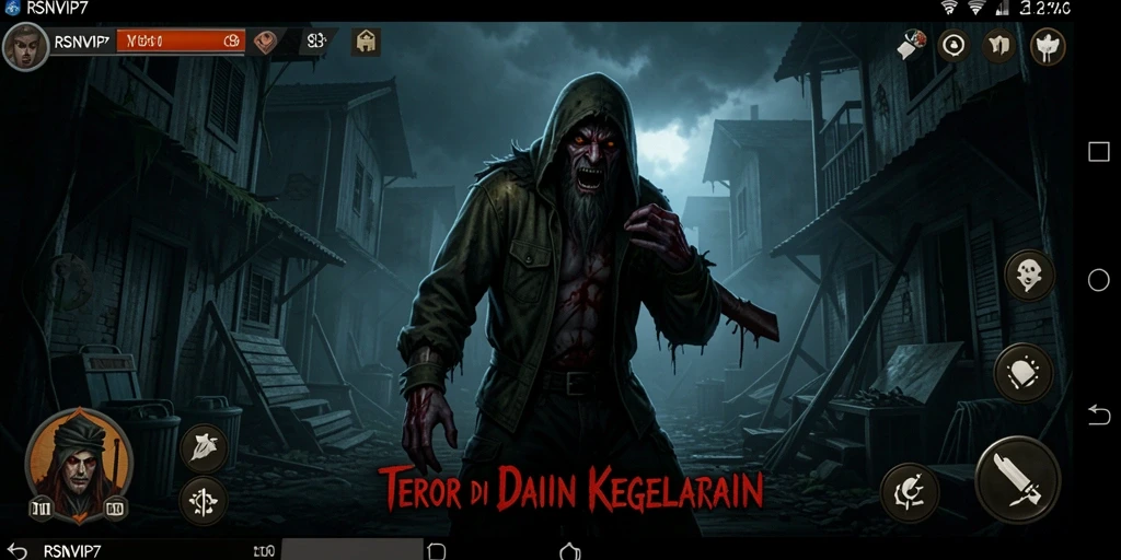 Tampilan gameplay menegangkan di RSNVIP7 dengan suasana horror.
