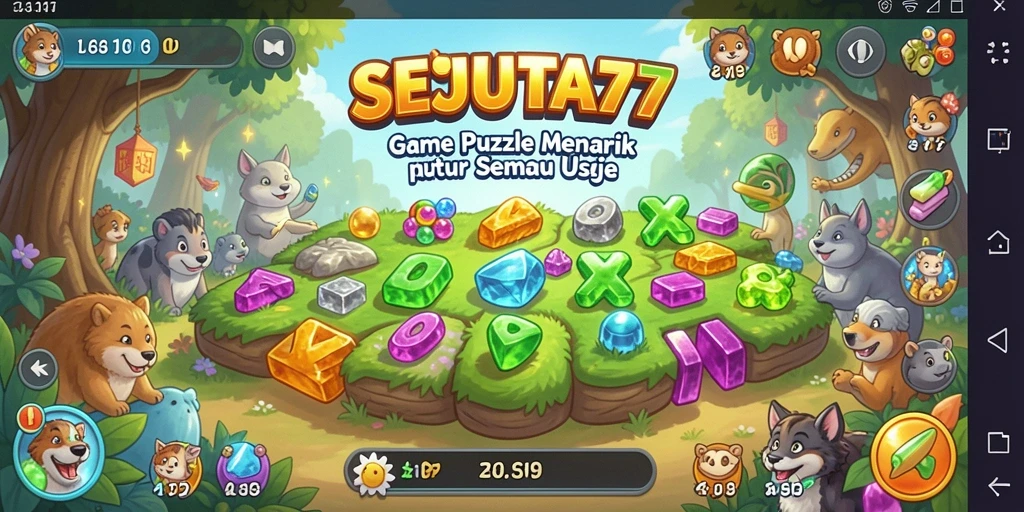 Menampilkan gameplay seru SEJUTA77 dengan potongan Puzzle.