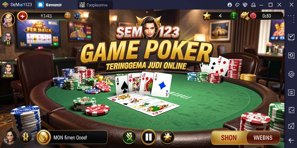 Screenshot SEMAR123 menampilkan gameplay Poker yang mendebarkan.