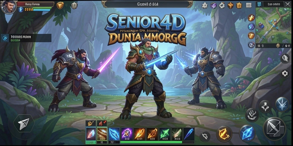 Gameplay SENIOR4D yang mendebarkan dalam dunia MMORPG yang luas.