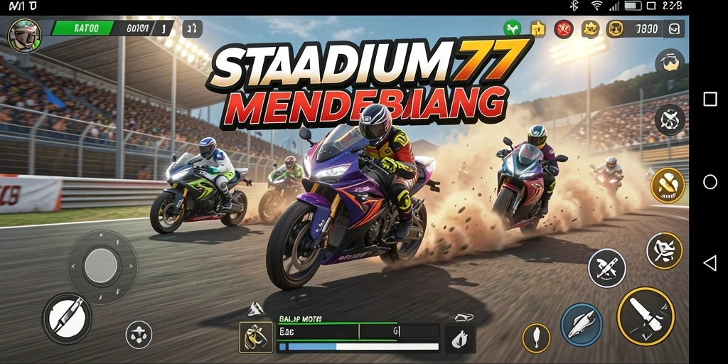 Gameplay STADIUM77 yang penuh adrenalin dan balapan motor.