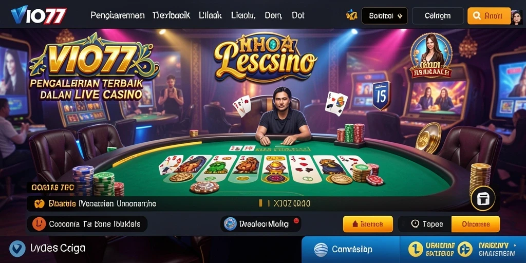 Screenshot gameplay Live Casino VIO77 dengan dealer profesional.